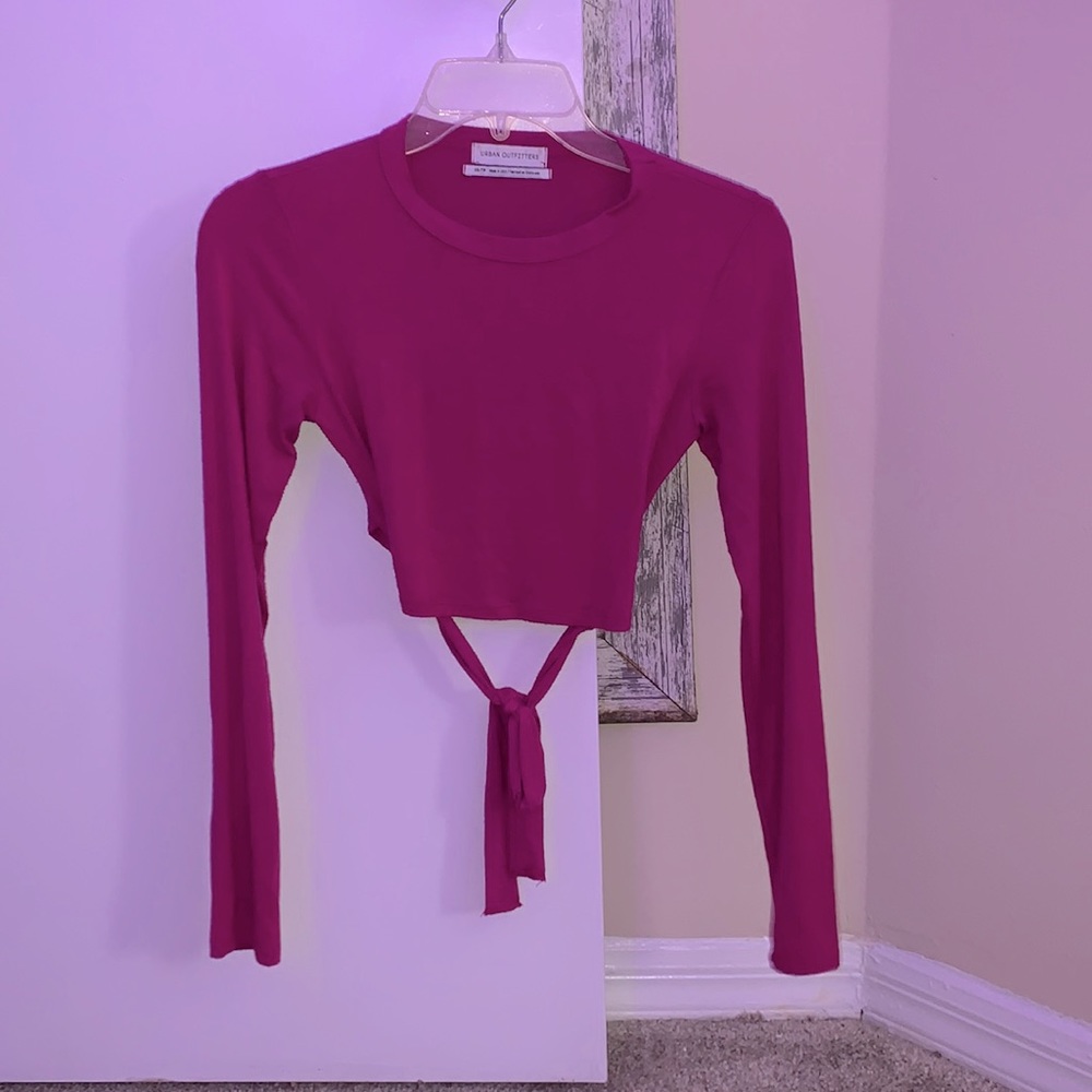 Pink top ties in the back
